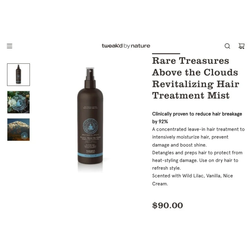 Tweak'd by Nature Rhassoul‎ Above The Clouds Hair Treatment Mist + Pump 16 fl oz